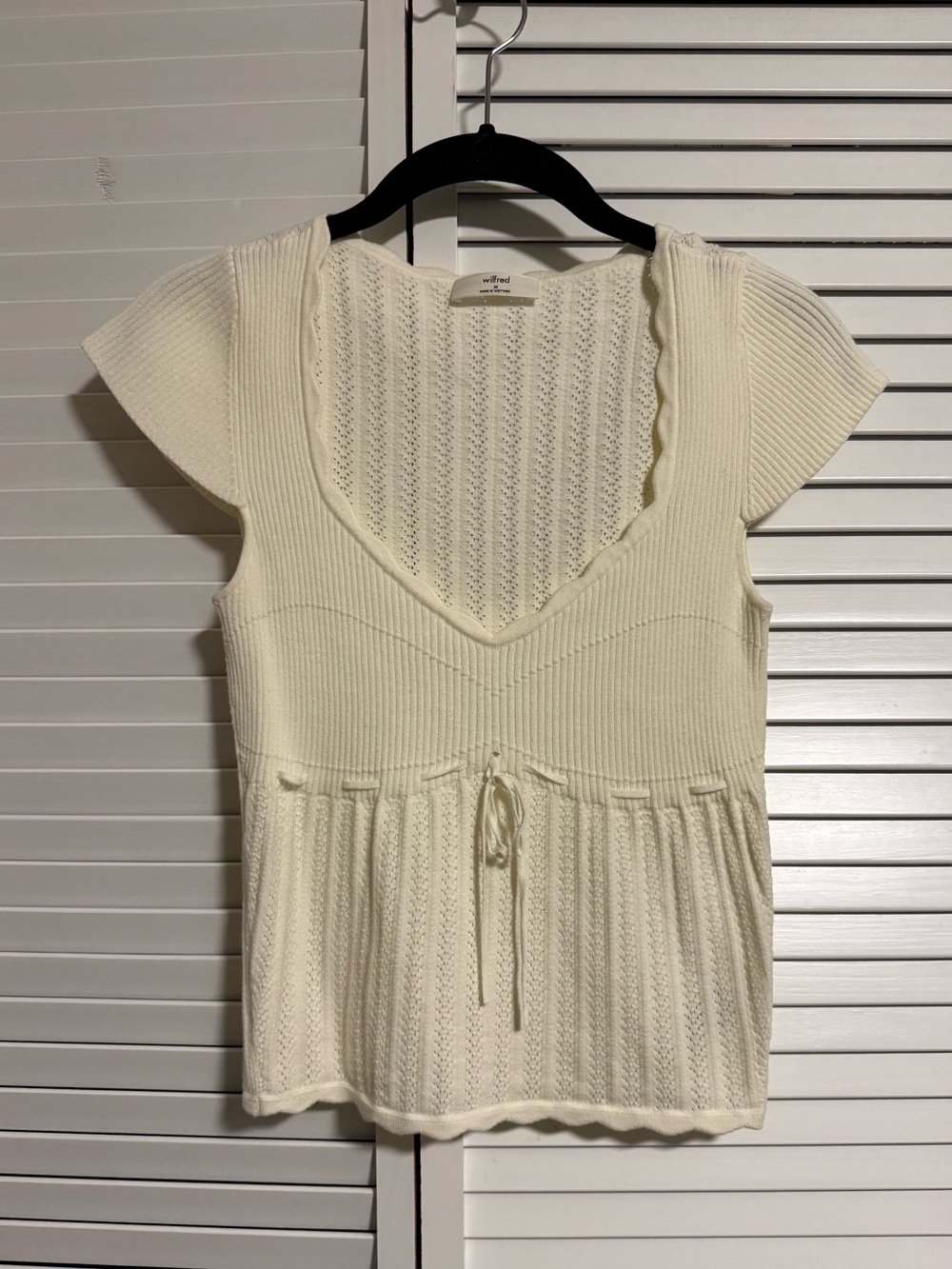 Cream Knit Scoop Neck Top by Aritzia